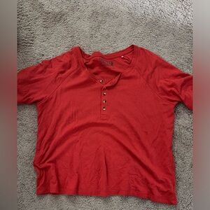 Faherty cloud cotton short sleeve henley tee shirt top baked apple red XL